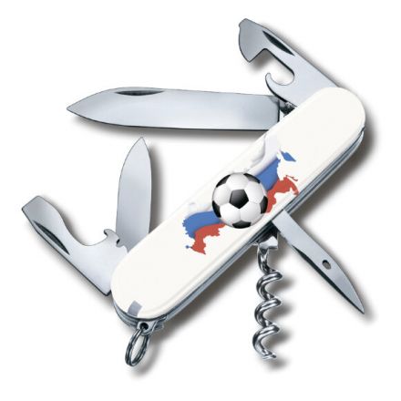 Нож перочинный Victorinox Spartan "Российский футбол", 91 мм, 12 функций, рукоять пластик, белый